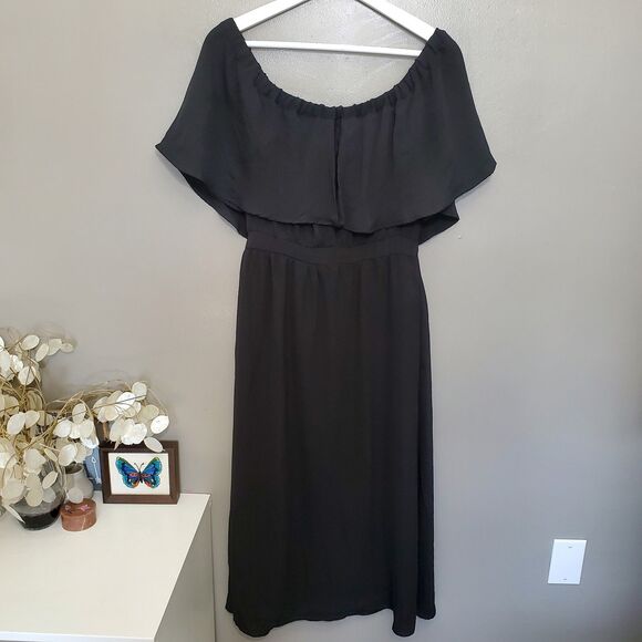 Anthropologie dRA Los Angeles Size XS Black Ruffle Sleeve Off/On Shoulders Dress - Picture 1 of 10